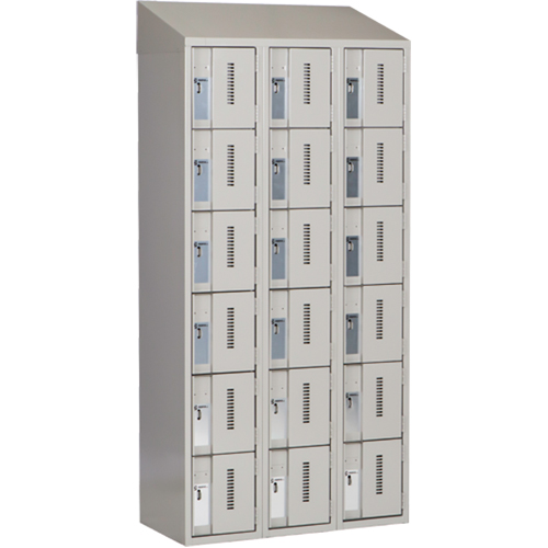 Concorde Heavy-Duty Lockers, 6 -tier, Bank of 3, 36" x 18" x 78", Steel, Grey, Welded (Assembled) Action Paper