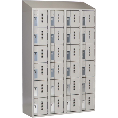 Concorde Heavy-Duty Lockers, 6 -tier, Bank of 4, 48" x 18" x 78", Steel, Grey, Welded (Assembled) Action Paper