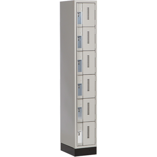 Concorde Heavy-Duty Lockers, 6 -tier, 12" x 18" x 76", Steel, Grey, Welded (Assembled) Action Paper