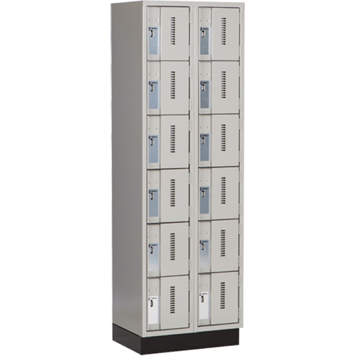 Concorde Heavy-Duty Lockers, 6 -tier, Bank of 2, 24" x 18" x 76", Steel, Grey, Welded (Assembled) Action Paper