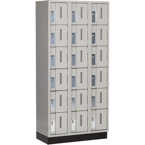 Concorde Heavy-Duty Lockers, 6 -tier, Bank of 3, 36" x 18" x 76", Steel, Grey, Welded (Assembled) Action Paper