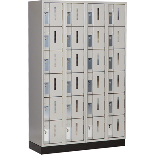 Concorde Heavy-Duty Lockers, 6 -tier, Bank of 4, 48" x 18" x 76", Steel, Grey, Welded (Assembled) Action Paper