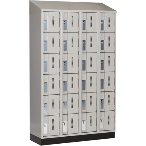 Concorde Heavy-Duty Lockers, 6 -tier, Bank of 4, 48" x 18" x 82", Steel, Grey, Welded (Assembled) Action Paper