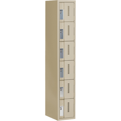 Concorde Heavy-Duty Lockers, 6 -tier, 12" x 18" x 72", Steel, Beige, Welded (Assembled) Action Paper