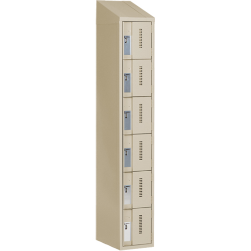 Concorde Heavy-Duty Lockers, 6 -tier, 12" x 18" x 78", Steel, Beige, Welded (Assembled) Action Paper