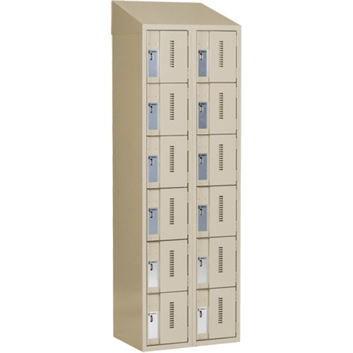 Concorde Heavy-Duty Lockers, 6 -tier, Bank of 2, 24" x 18" x 78", Steel, Beige, Welded (Assembled) Action Paper