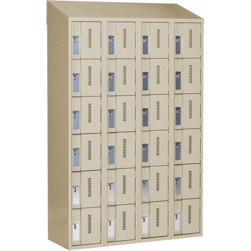 Concorde Heavy-Duty Lockers, 6 -tier, Bank of 4, 48" x 18" x 78", Steel, Beige, Welded (Assembled) Action Paper