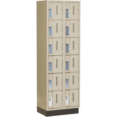Concorde Heavy-Duty Lockers, 6 -tier, Bank of 2, 24" x 18" x 76", Steel, Beige, Welded (Assembled) Action Paper