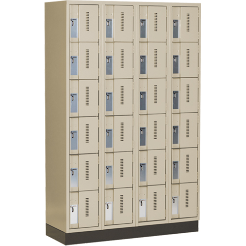 Concorde Heavy-Duty Lockers, 6 -tier, Bank of 4, 48" x 18" x 76", Steel, Beige, Welded (Assembled) Action Paper