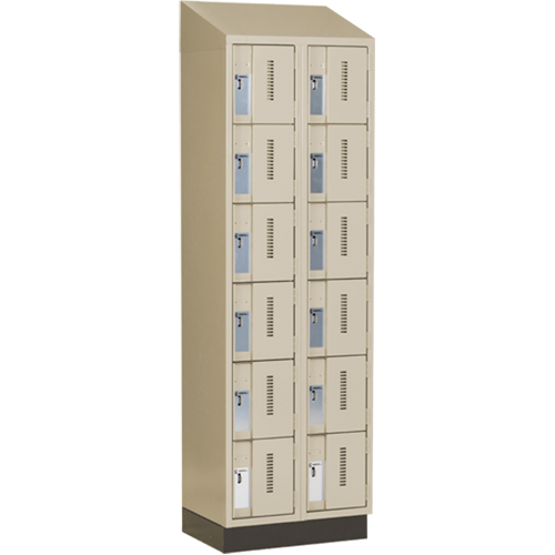 Concorde Heavy-Duty Lockers, 6 -tier, Bank of 2, 24" x 18" x 82", Steel, Beige, Welded (Assembled) Action Paper