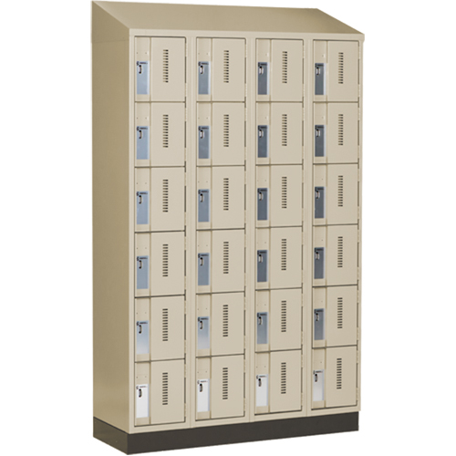Concorde Heavy-Duty Lockers, 6 -tier, Bank of 4, 48" x 18" x 82", Steel, Beige, Welded (Assembled) Action Paper