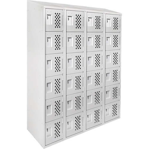 Assembled Clean Line Perforated Economy Lockers, 6 -tier, Bank of 4, 18" x 72" x 12", Steel Action Paper