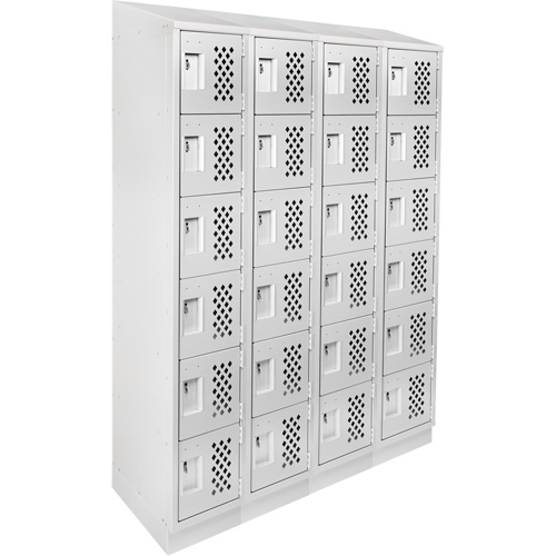 Assembled Clean Line Perforated Economy Lockers, 6 -tier, Bank of 4, 18" x 72" x 12", Steel Action Paper