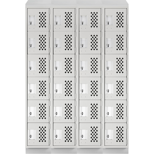 Assembled Clean Line Perforated Economy Lockers, 6 -tier, Bank of 4, 18" x 72" x 12", Steel Action Paper