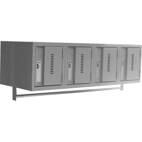 Wall Hung Lockers - Heavy Duty, Bank of 4, 18" x 12" x 12", Steel Action Paper