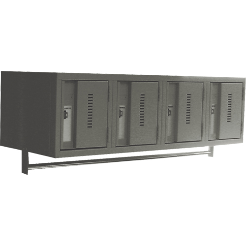 Wall Hung Lockers - Heavy Duty, Bank of 4, 18" x 12" x 12", Steel Action Paper