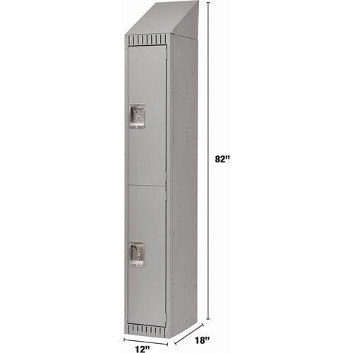 Lockers, 2 -tier, 12" x 18" x 82", Steel, Grey, Knocked Down Action Paper