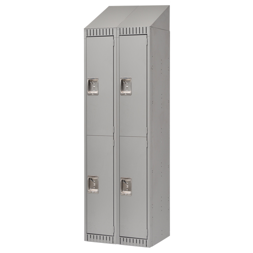 Lockers, 2 -tier, Bank of 2, 24" x 18" x 82", Steel, Grey, Knocked Down Action Paper