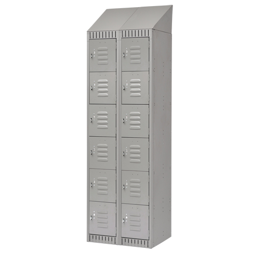 Lockers, 6 -tier, Bank of 2, 24" x 18" x 82", Steel, Grey, Knocked Down Action Paper