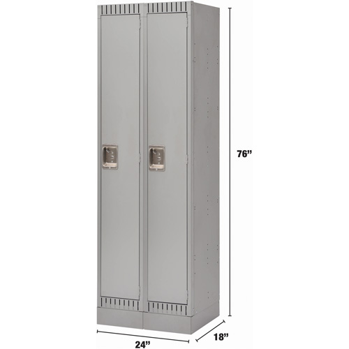 Lockers, Bank of 2, 24" x 18" x 76", Steel, Grey, Knocked Down Action Paper
