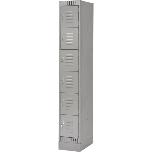 Lockers, 6 -tier, 12" x 18" x 76", Steel, Grey, Knocked Down Action Paper