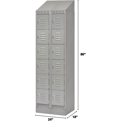 Lockers, 6 -tier, Bank of 2, 24" x 18" x 86", Steel, Grey, Knocked Down Action Paper
