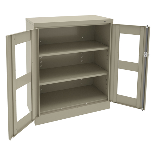 C-Thru Counter High Cabinet, Steel, 2 Shelves, 42" H x 36" W x 18" D Action Paper
