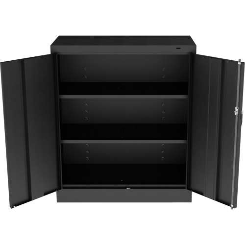 Armoire standard &agrave; hauteur de comptoir, Acier, 2 Tablettes, 42" h x 36" la x 18" P, Noir Action Paper