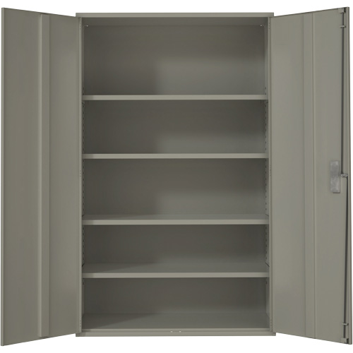 Extra Wide Hi-Boy Storage Cabinet, Steel, 4 Shelves, 72" H x 48" W x 24" D, Grey Action Paper