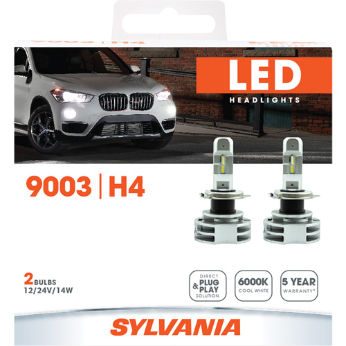 9003 Headlight Bulb, LED, 12 W/14 W/24 W, White Action Paper