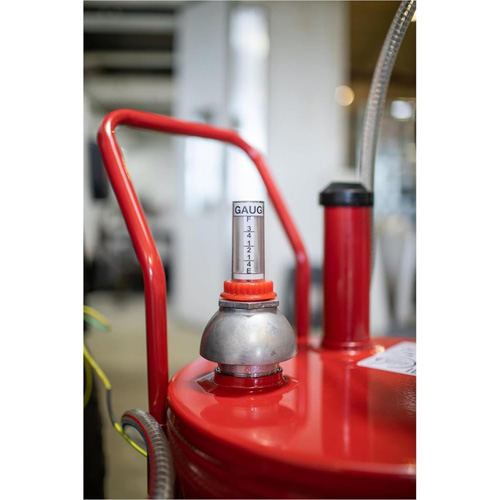 25-Gallon Steel Fuel Caddy with 2-Way Rotary Pump & Filter Action Paper