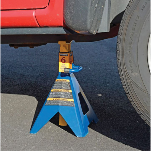 Jack Stand, Locking Handle/Ratchet, 6 tons Capacity, 25-1/4" H Action Paper