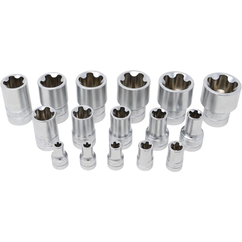 Jeu de douilles TORX EPR &agrave; 5 pans, 16 Morceaux, Prise de 1/4"/3/8"/1/2" Action Paper