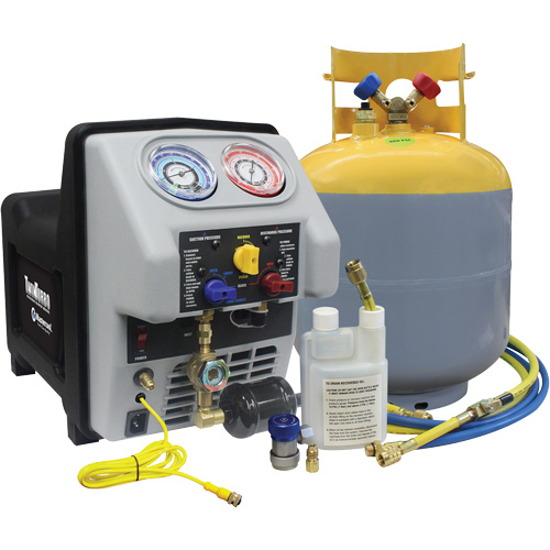 Twin Turbo Refrigerant Recovery System with 50 Lb DOT Tank Action Paper