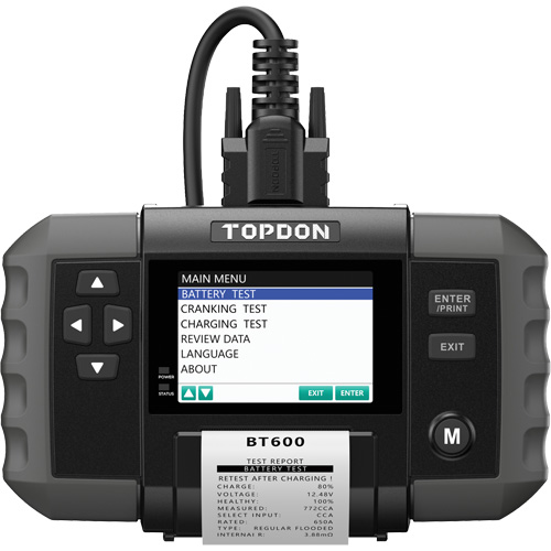 Testeur de batterie 12?V et de syst&egrave;mes 12?V/24?V BT600 avec imprimante int&eacute;gr&eacute;e Action Paper