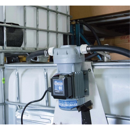 115V AC DEF Transfer Pump & IBC Tote Bracket with Nozzle Action Paper
