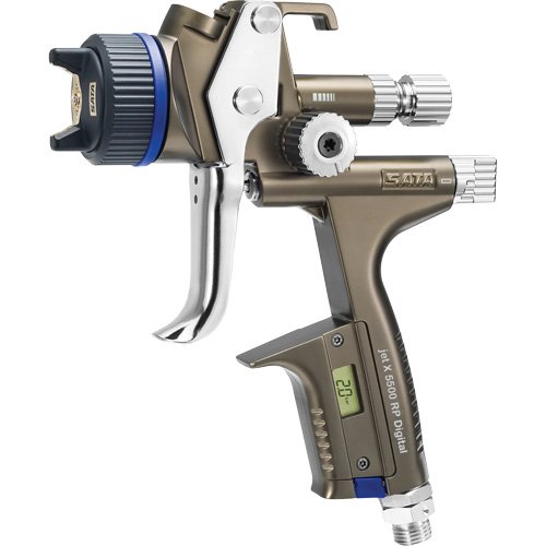 Pistolet de peinture de premi&egrave;re qualit&eacute; pour peinture automobile avec psi num&eacute;rique X5500 RP 1,3 O RPS D, Entr&eacute;e d'air 1/4" NPT, 10,24 pi³/min, Capacit&eacute; 0,6 L/0,9 L, 0,17 psi Action Paper