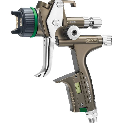 Pistolet de peinture de premi&egrave;re qualit&eacute; pour peinture automobile avec psi num&eacute;rique X5500 HVLP 1,2 I RPS D, Entr&eacute;e d'air 1/4" NPT, 15,19 pi³/min, Capacit&eacute; 0,6 L/0,9 L, 0,17 psi Action Paper