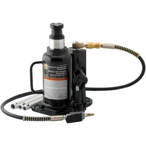Air Actuated Bottle Jack, 20 Ton(s), Air Hydraulic, 18-3/4" Raised Height Action Paper