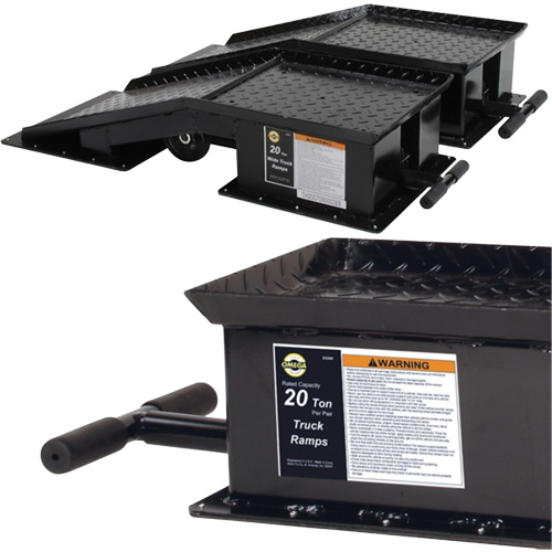 Heavy-Duty Truck Ramps with Long T-Handle, 40000 lbs. Capacity, 45" L, 13-1/2" W, 9-19/50" H Action Paper