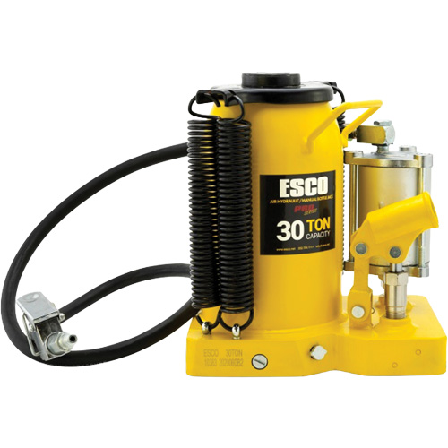 Pro Series  Bottle Jack, 30 tons, Air Hydraulic, 20" Raised Height Action Paper