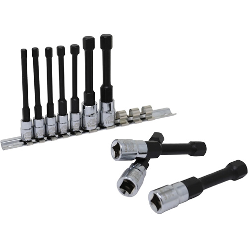 Metric Hex Socket Bit Set with Reduced Shank, 10 Pieces, 1/4"/3/8" Drive Size Action Paper