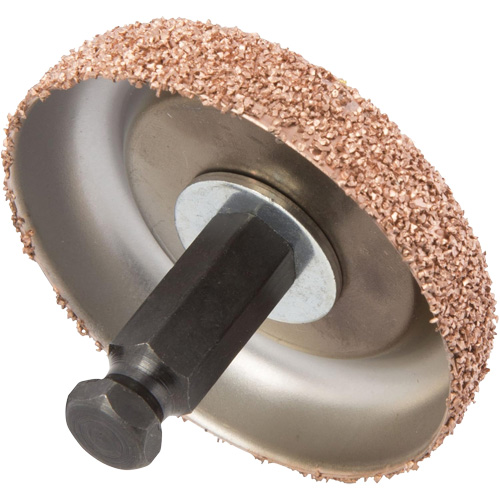 Tungsten Carbide Buffing & Abrasion Wheel with Hex Adapter for Low-Speed Tire Buffer, 2-3/5" Diameter, 4.5" L, 4" W, 1.1" H Action Paper