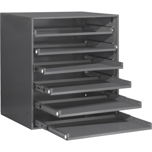 Compartment Box Cabinet, Steel, 6 Slots, 20-5/16" W x 15-15/16" D x 21-7/8" H, Grey Action Paper