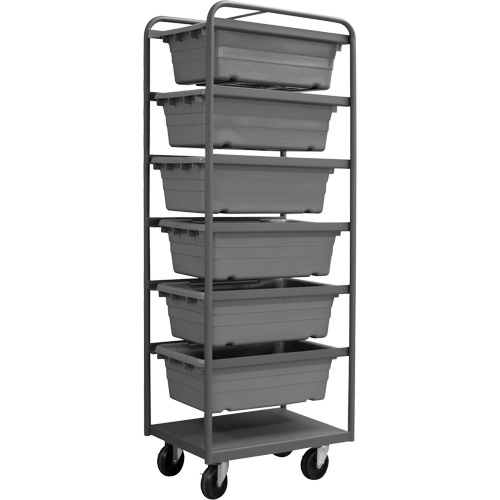 Mobile Tub Rack, Double-sided, 6 bins, 26" W x 18" D x 74" H Action Paper