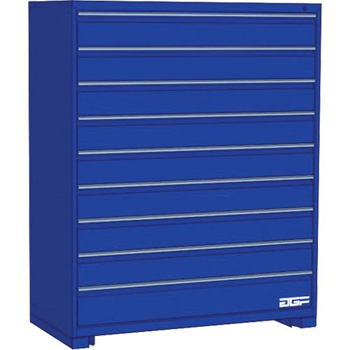 Modular Drawer Cabinet, 9 Drawers, 30" W x 24" D x 60" H, Blue Action Paper