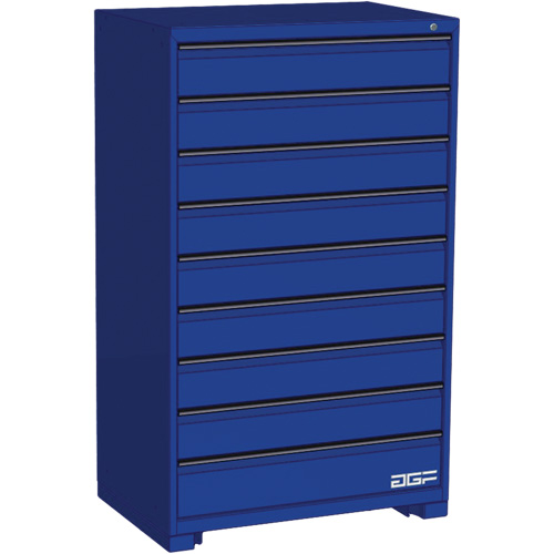 Armoire &agrave; tiroirs modulaire, 9 tiroirs, 36" la x 24" p x 60" h, Bleu Action Paper