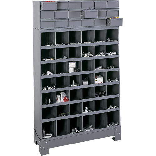 Modular Small Parts Storage Unit, Steel, 18 Drawers, 33-3/4" x 12-1/4" x 58-5/8", Grey Action Paper