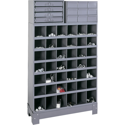 Modular Small Parts Storage Unit, Steel, 13 Drawers, 33-3/4" x 12-1/4" x 59", Grey Action Paper