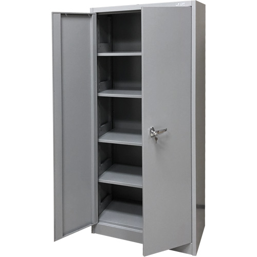Storage Cabinet, Steel, 4 Shelves, 66" H x 30" W x 15" D, Grey Action Paper